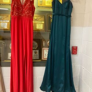 Elegant Red and Green Evening Dresses